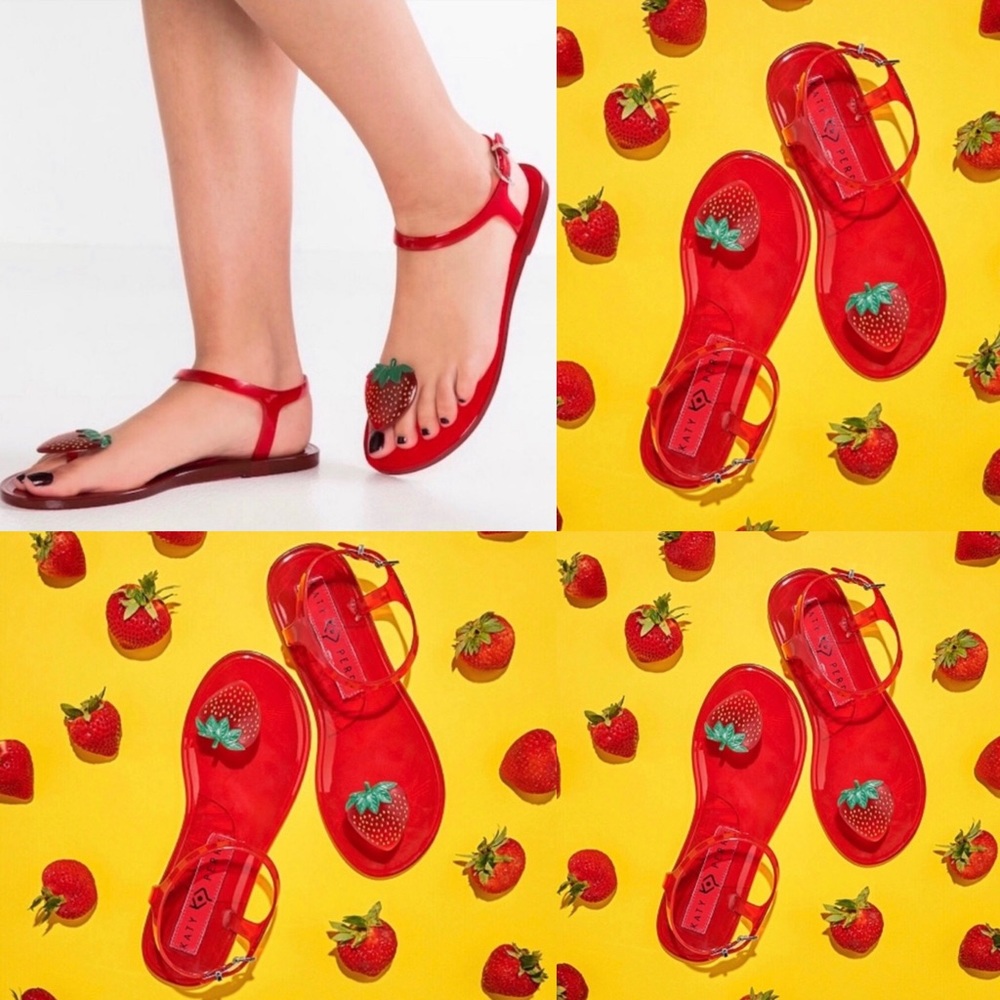 KATY PERRY RED STRAWBERRY 🍓 SCENTED JELLY SANDALS